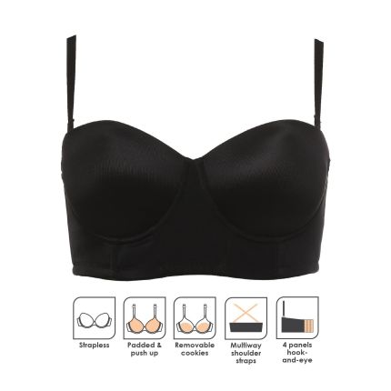 SEAMLESS CROPPED BUSTIER - BASIC BLACK